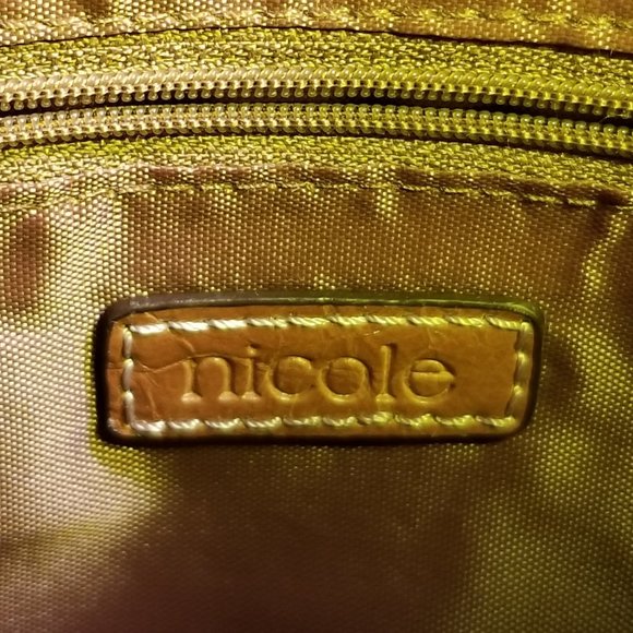 nicole by Nicole Miller Cognac Shoulder Bag with Snake Skin detail - Picture 3 of 16